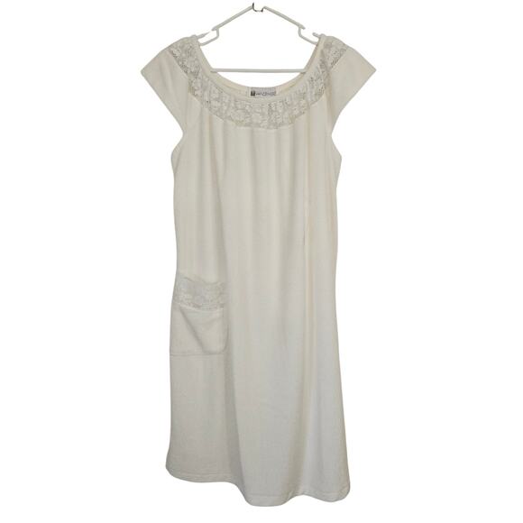 Vandemere Terrycloth Lace Beach Coverup Dress Vintage Small White Lounge Summer‎ - Picture 1 of 8